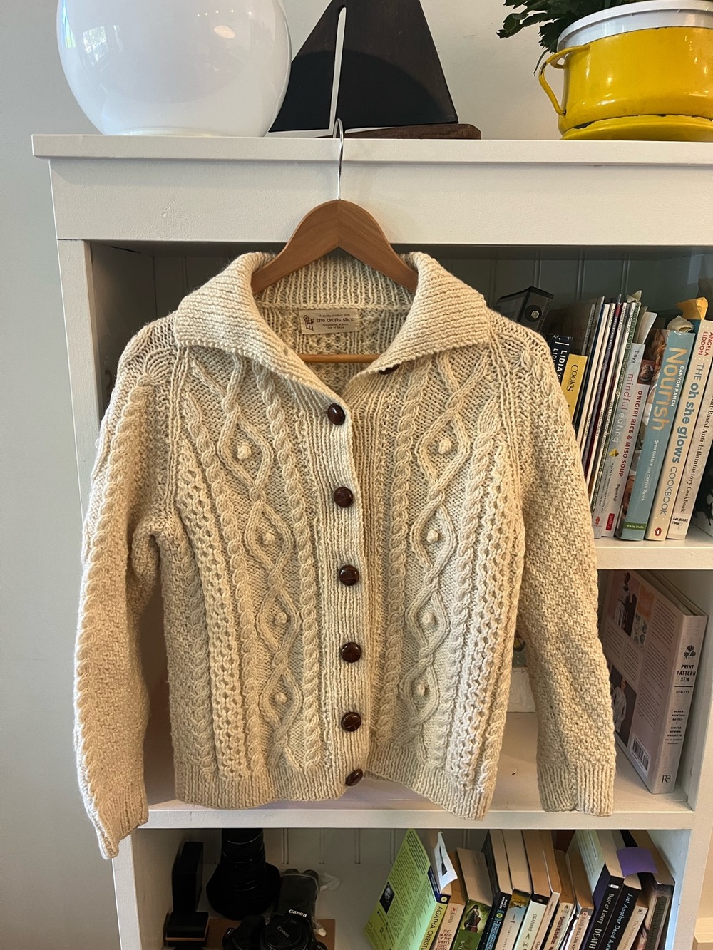 The Crafts Shop handknit Aran cardigan size small-ish